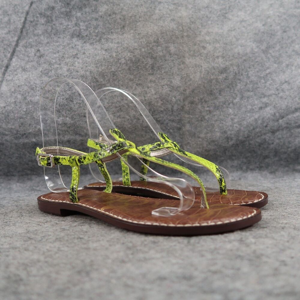 Sam Edelman Shoe Women 5.5 Sandal Fashion Snake Print Neon Gigi Flat Ankle Strap